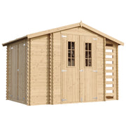 TIMBELA M389F+M389G Casetta da Giardino in Legno CON PAVIMENTO TRATTATO - 3,53 + 0,97+0,97 m2