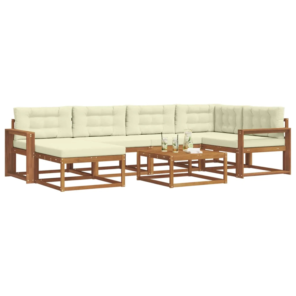 Set di divani da esterno con cuscino 7 pcs Naturale e Crema