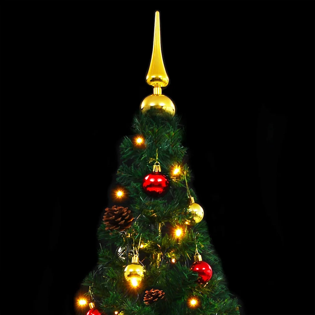 Albero di Natale | Decorazioni natalizie Preilluminato con Palline Verde 150 cm
