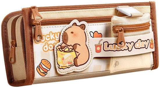 Etui per capybara, grande custodia, modello femminile, 5 strati custodia da 20 pezzi - borsa + portacarte morbido *1 + hanger per portacarte *1 + adesivi *2 + portacarte stile europeo clip