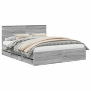 Letto matrimoniale | Letto per adulti | Struttura del letto con cassetto Grigio Sonoma 160 x 200 cm