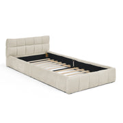 Letto Singolo 90x200 cm in Chenille; con Trapuntatura Quadrata; in Legno e Ferro; Beige