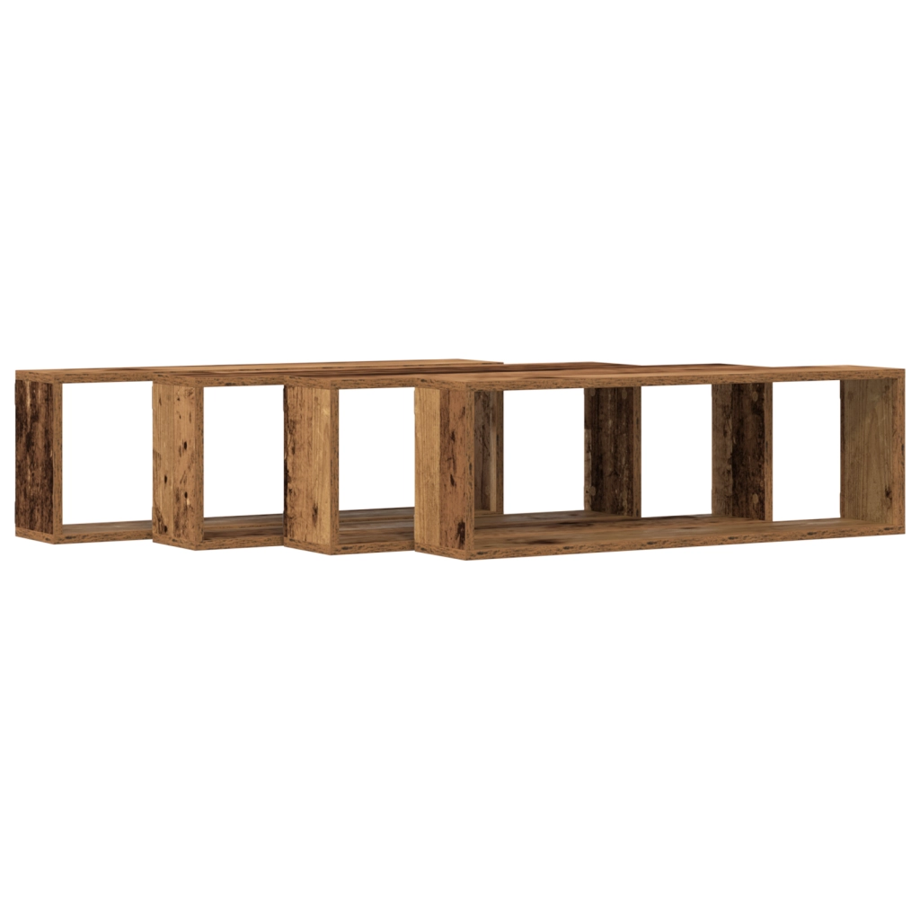 Mensole  4 pezzi in legno vecchio 80x15x26 cm in legno ingegnerizzato