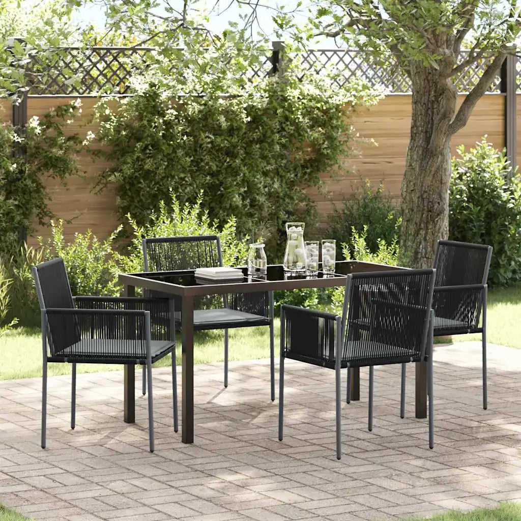 Set da Pranzo per Giardino 5 pcs Nero Rattan in PE 3379109