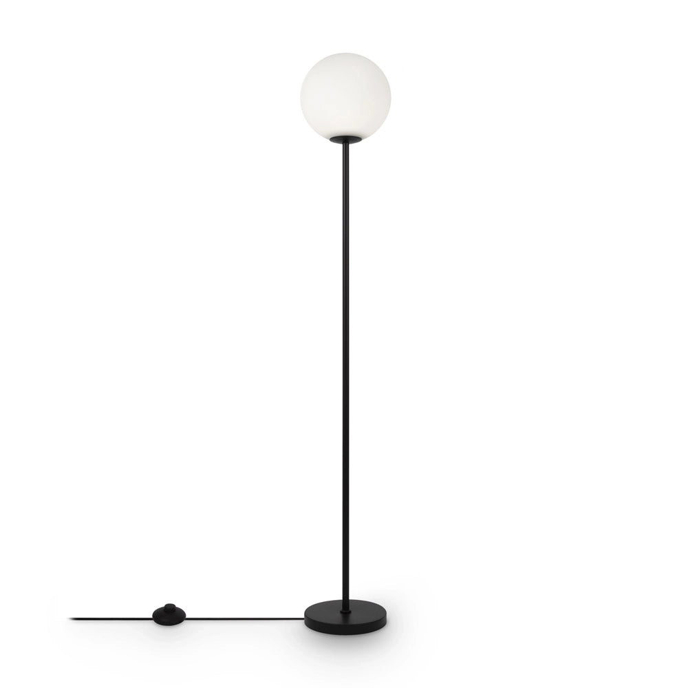 Piantana Contemporanea Ring Metallo Nero 1 Luce E Diffusore Bianco
