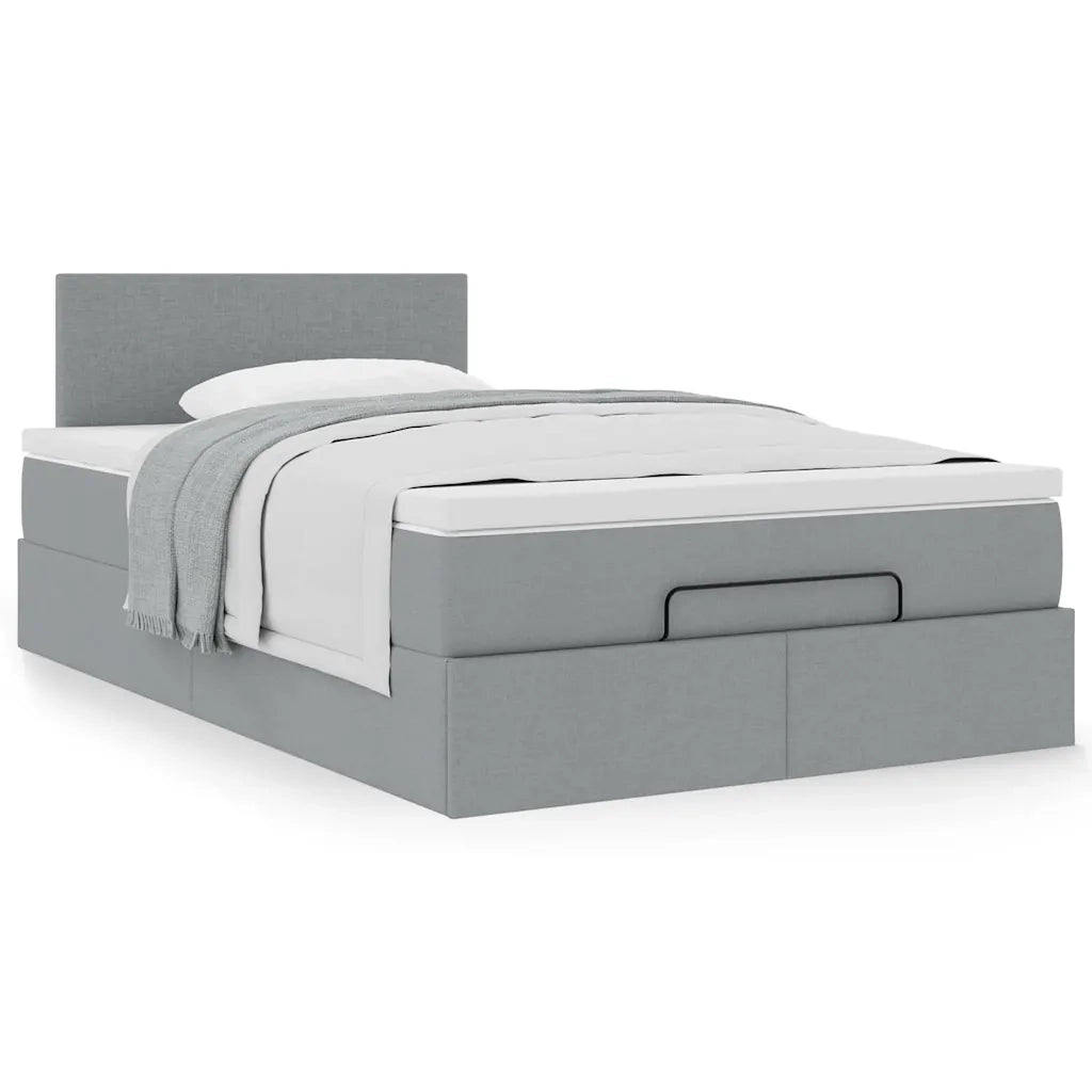 Pouf Letto con Materasso Grigio Chiaro 120x190 cm in Tessuto 3311359