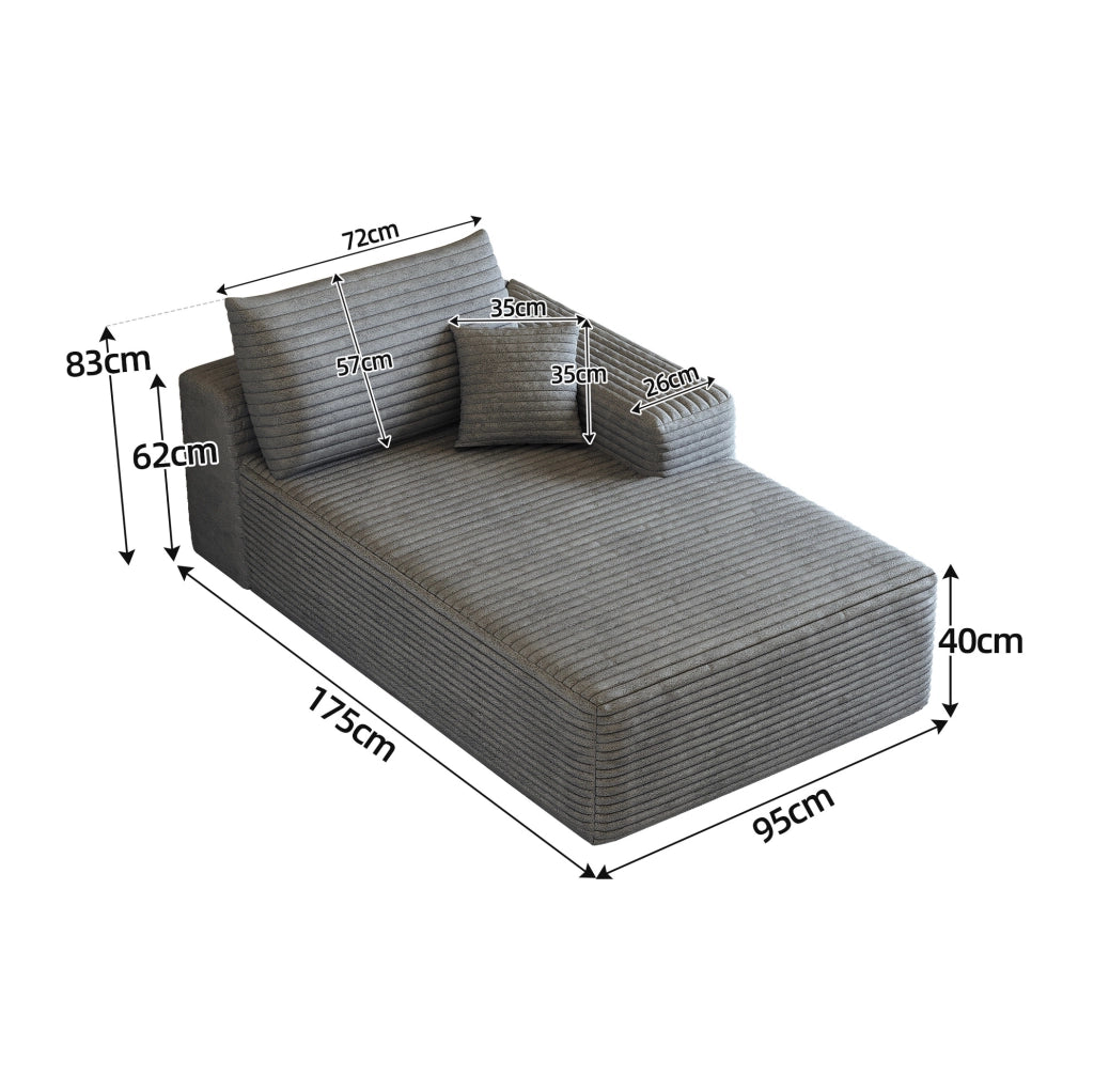 DIVANO Angolare Reversibile con Chaise Lounge in tessuto grigio