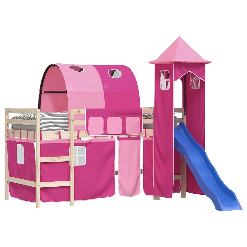 Tende per Letto a Soppalco con Tunnel e Torre Rosa CFW8346657