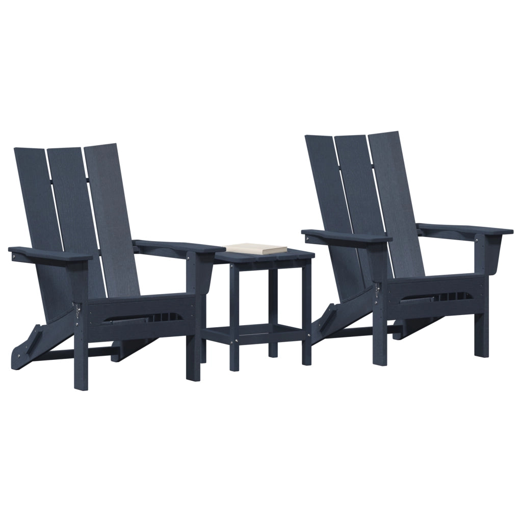 Set di Sedute da Giardino 3 Pezzi Blu Navy HDPE