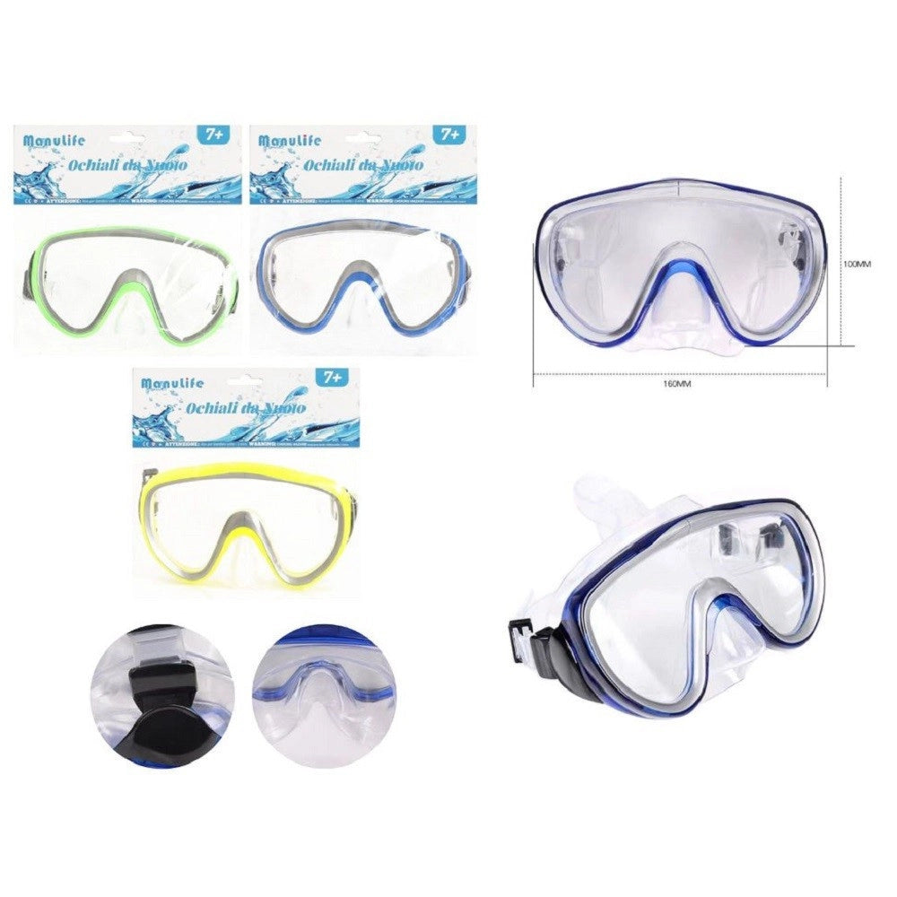 Trade Shop - Maschera Mare Nuoto Piscina Estate Sport Immersioni 160x100mm Vari Colori 605430 -