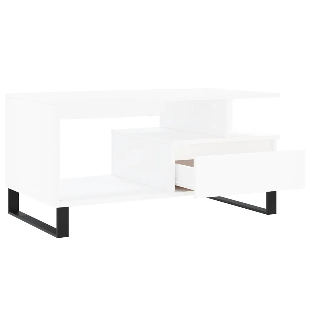 Tavolino da salotto | Tavolino da caff¨¨ | Tavolino da Soggiorno Bianco 90x49x45 cm in Legno Multistrato