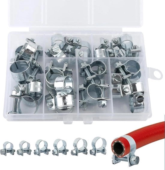 Set di Slangklemmen RVS da 30 - Slangklemmen Verstelbare - Slangklem Tang - Corrosione Resistente - per Tubi Acqua e Gas - Slangklem