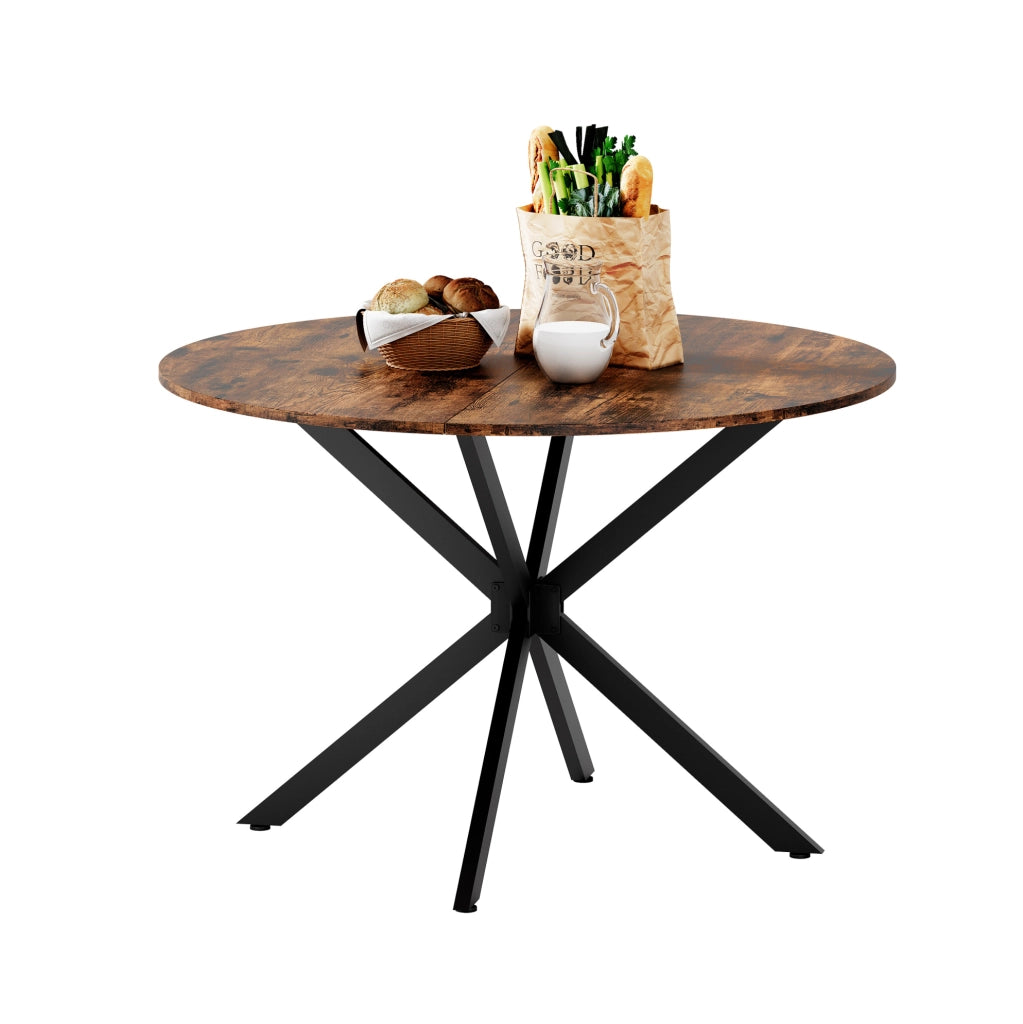 Tavolo da pranzo 120x120x76 cm; stile industriale con gambe a X; truciolato e ferro marrone
