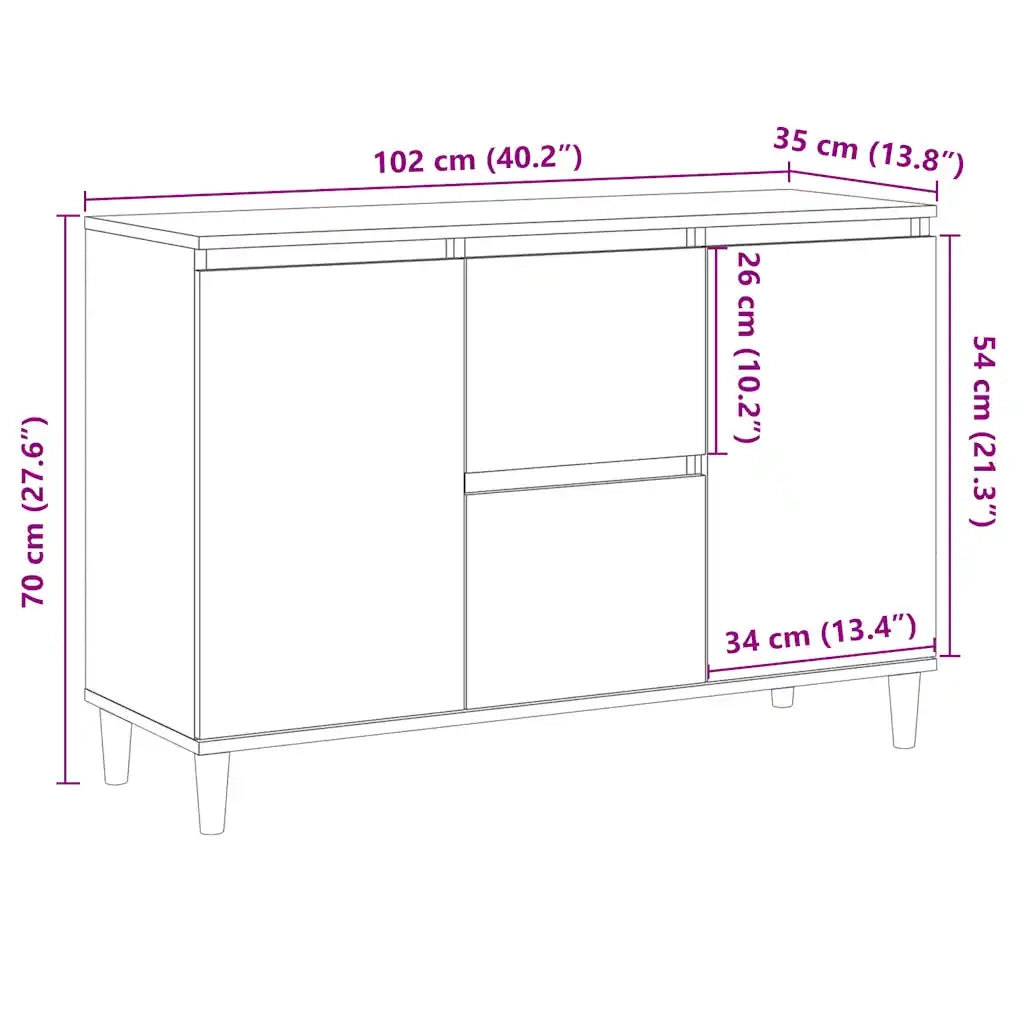 Credenza Legno Antico 102x35x70 cm in Legno Multistrato
