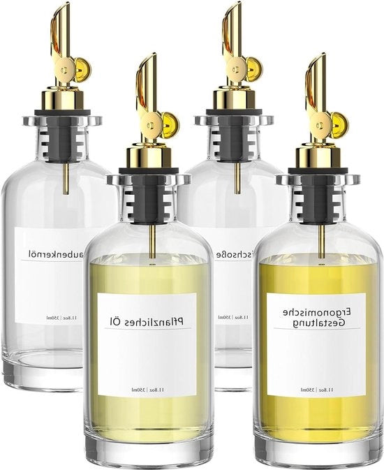 Dispensatore di olio d'oliva - set di 4 con beccuccio pesante per dispensatore di koffie e dispensatore di sciroppo di zucchero