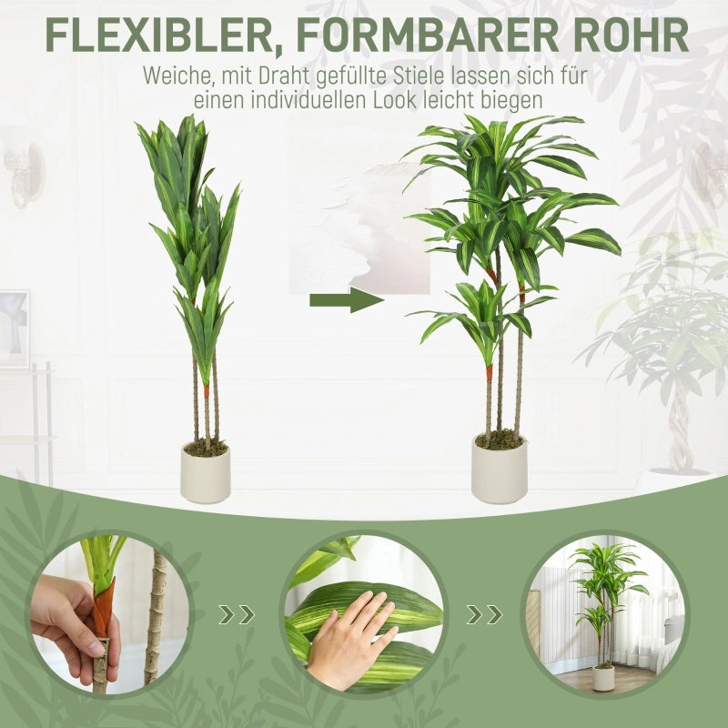 ALBERO ARTIFICIALE Dracena 120 cm Verde con vaso bianco