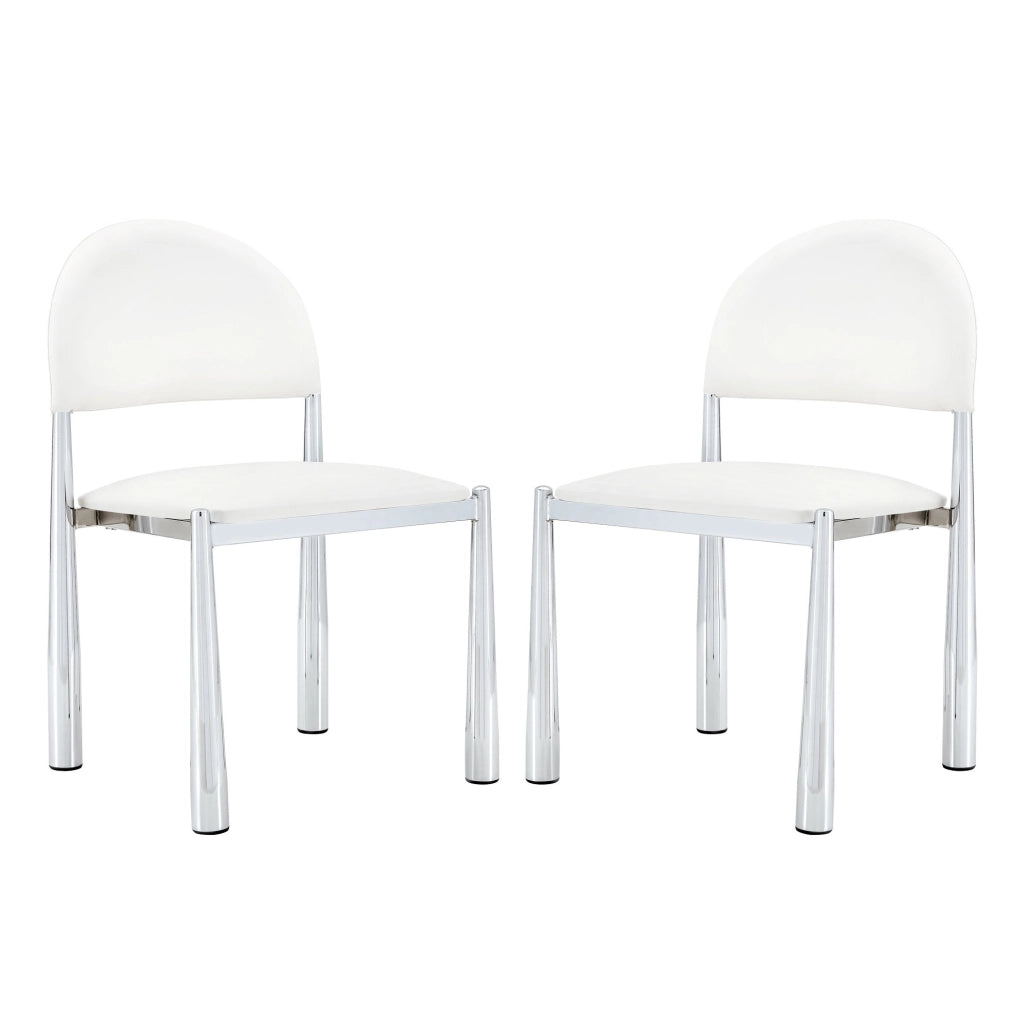 Set di 2 sedie da pranzo con schienale ergonomico in PU bianco