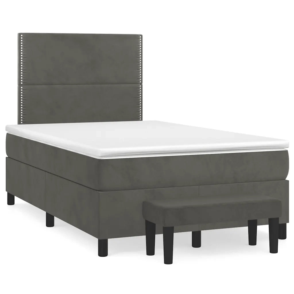 Giroletto a Molle con Materasso Grigio Scuro 120x190 cm Vellutocod mxl 92255
