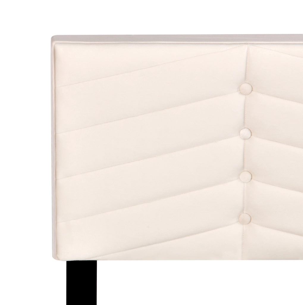 Letto imbottito 140x190 cm in velluto beige con rete a doghe
