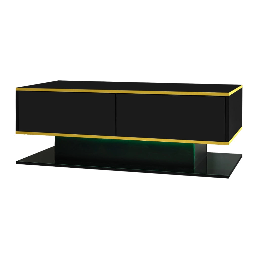 TAVOLINO DA CAFFÈ 100x50x40 cm Nero/Oro in truciolare con LED