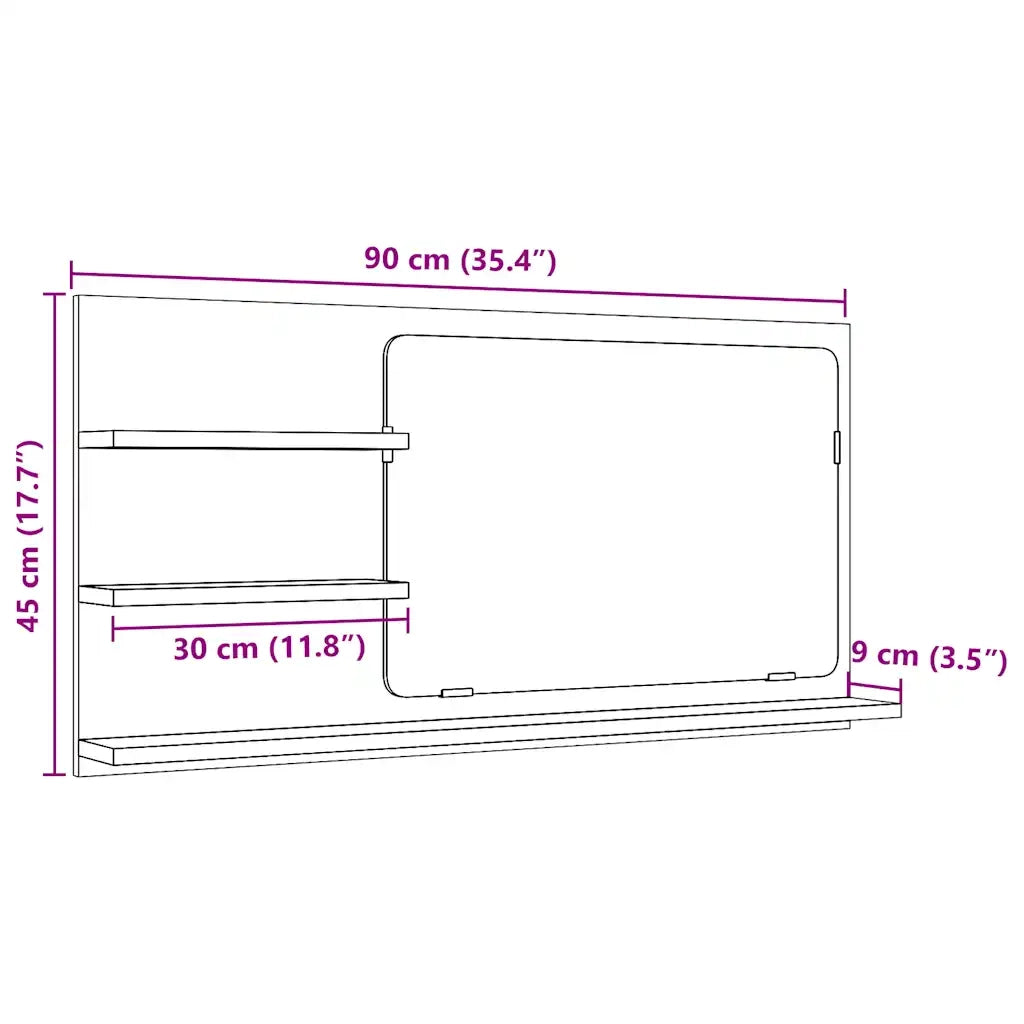 Mobile da Bagno Legno Antico 90x11x45 cm in Truciolato 856262