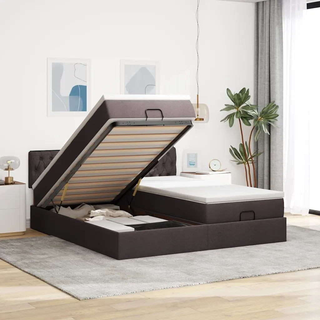 Struttura Letto Pouf con Materassi 160x200 cm in Tessuto 3312860