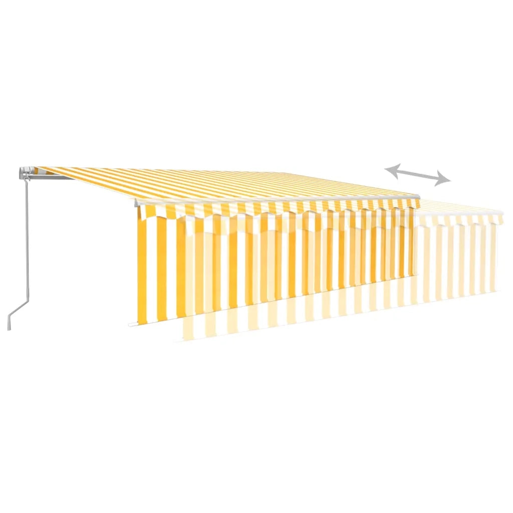 Tenda Retrattile Manuale con Parasole e LED 5x3m Gialla Bianca