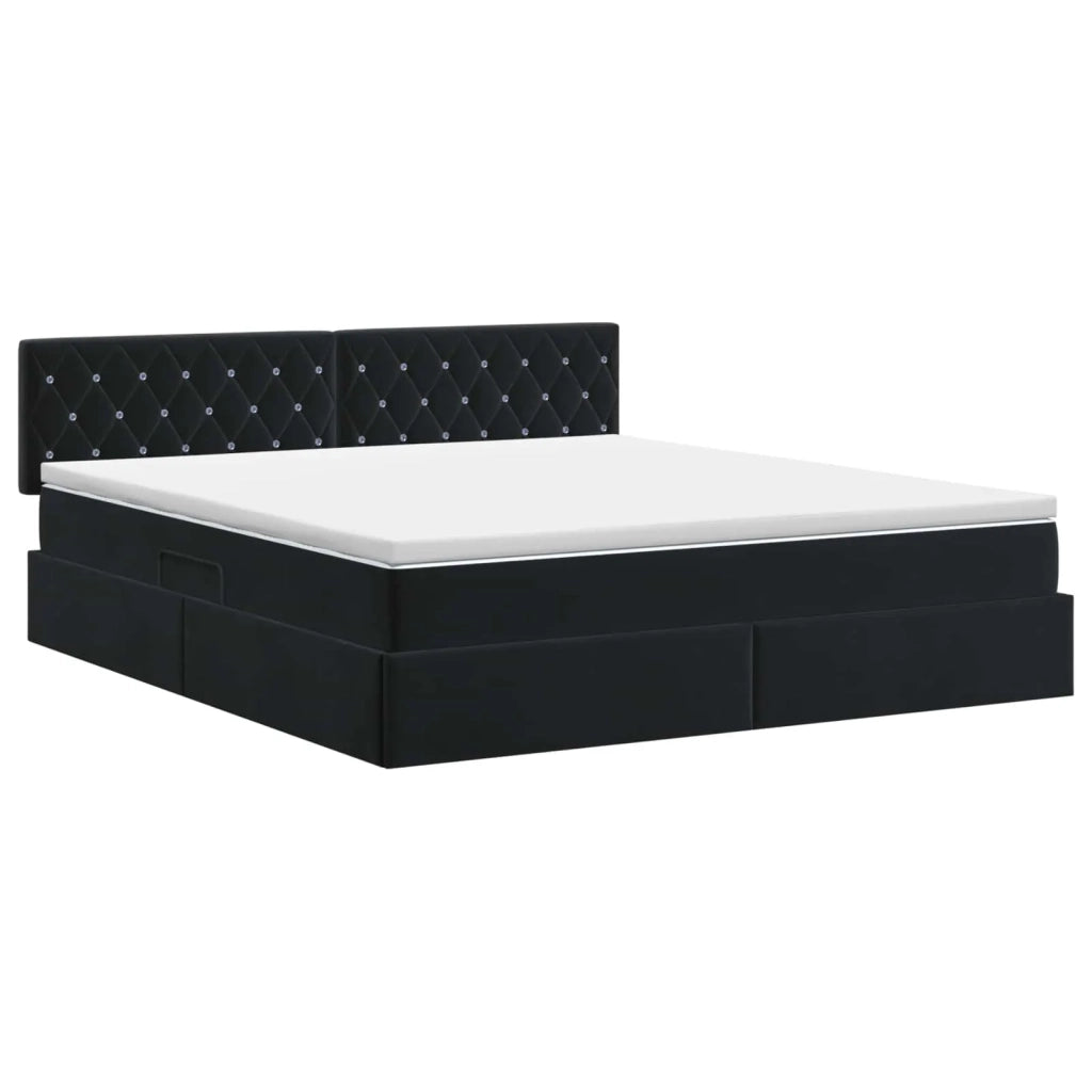 Letto con Contenitore con testiera Nero 160 x 200 cm Velluto 3458759