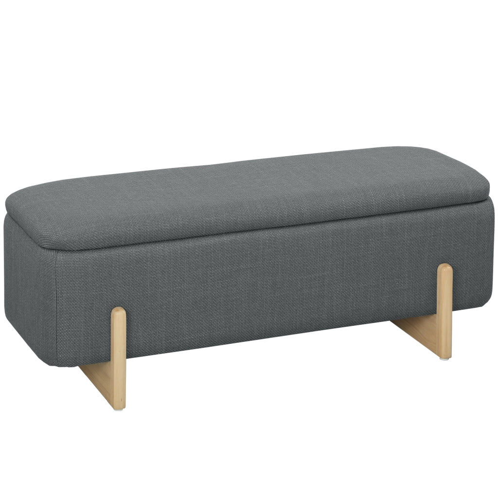 Panca contenitore con seduta imbottita ¨C Xylo ¨C effetto lino grigio scuro 111x44x45 cm