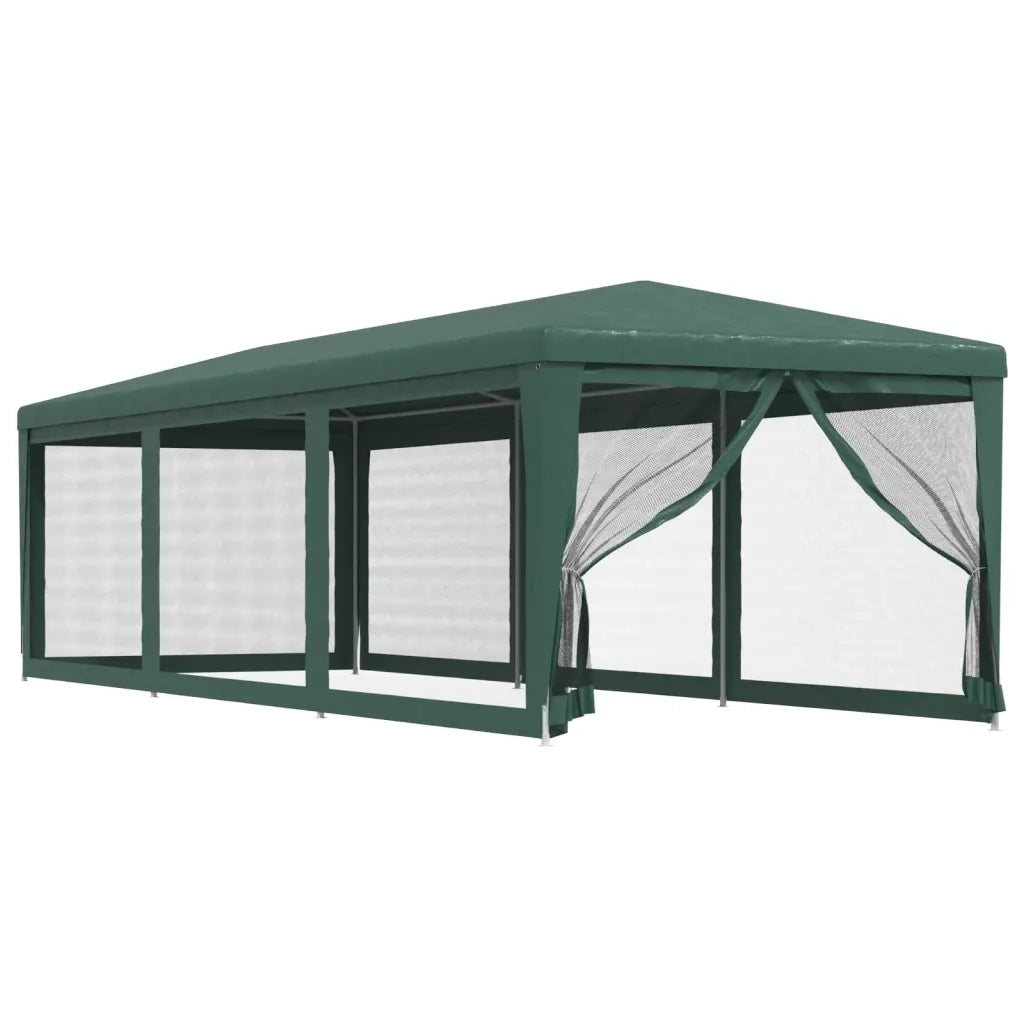 Tenda per Feste con 8 Pareti Laterali in Rete-Tenda Gazebo Verde 3x9 m HDPE
