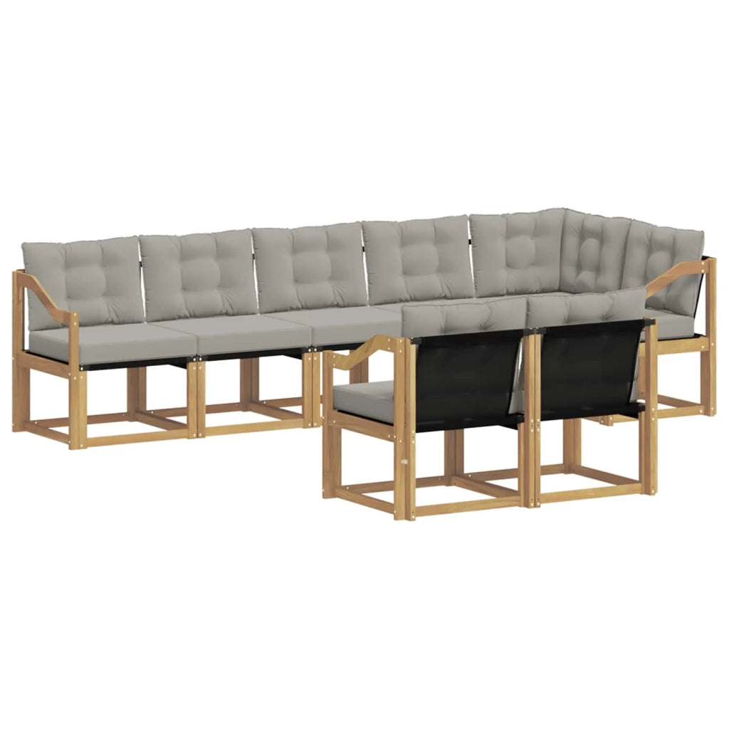 Set di divani da esterno 8 pz Bianco e Grigio Chiaro 3389605