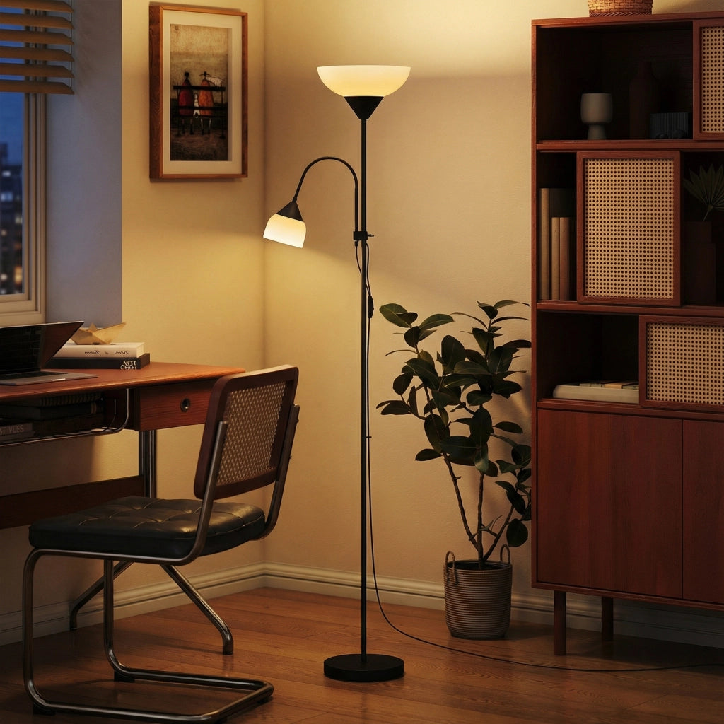 Lampada da terra con 3 colori luce e collo flessibile ¨C zephmum ¨C Nero