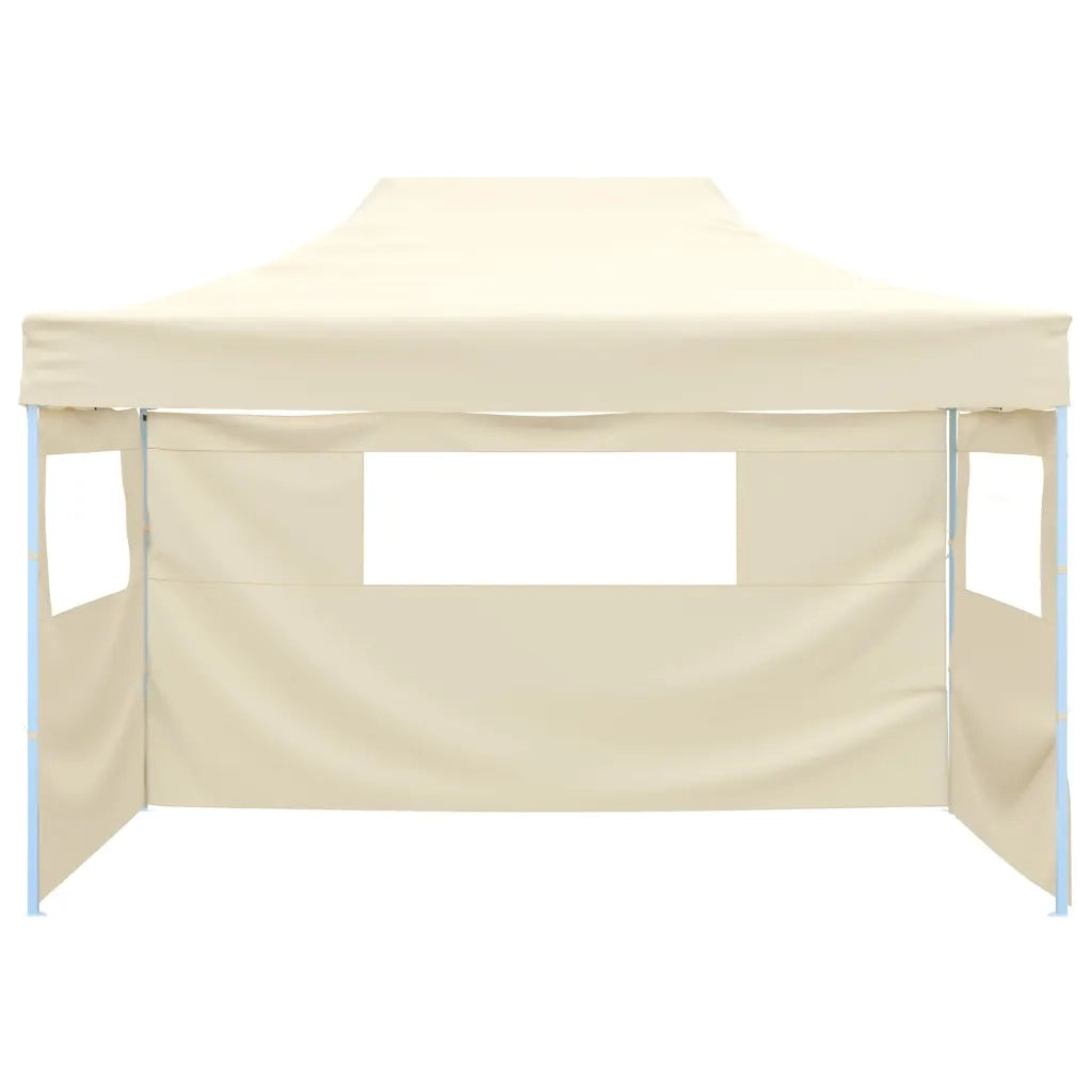 Tenda Pieghevole con 3 Pareti-Tenda Gazebo 3x4,5 m Crema
