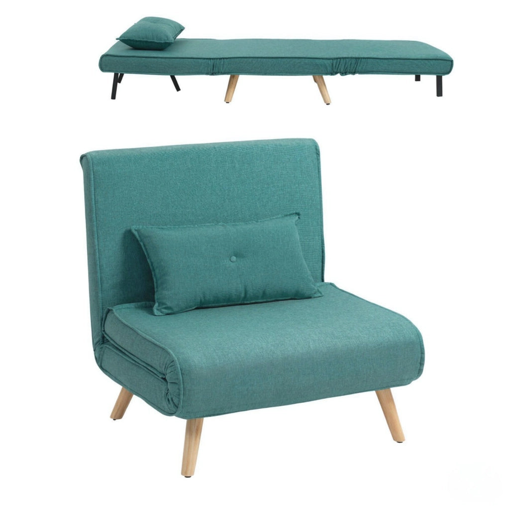 POLTRONA LETTO 3 in 1 80x190 cm Tessuto Verde con cuscino