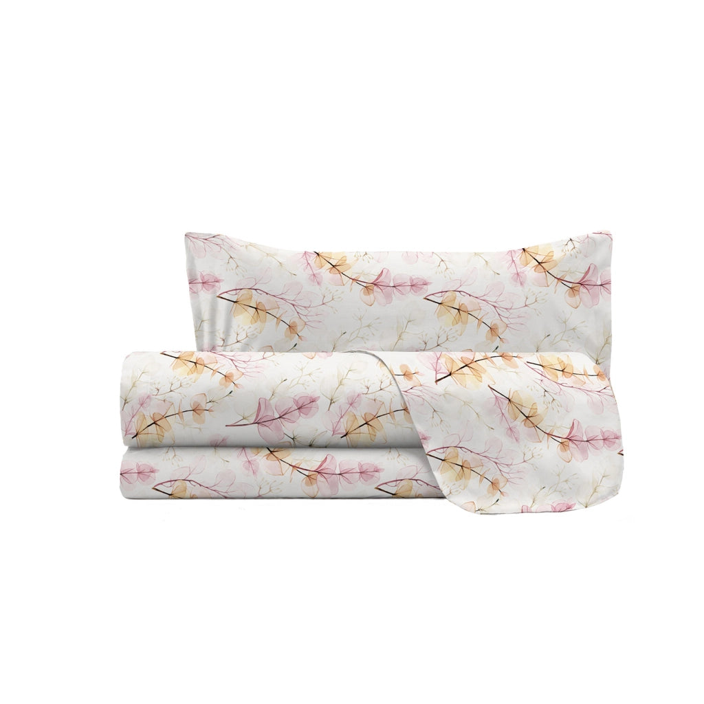 Set Lenzuola Karma Singolo Sopra Sotto e Federa in Poliestere Bouquet Rosa