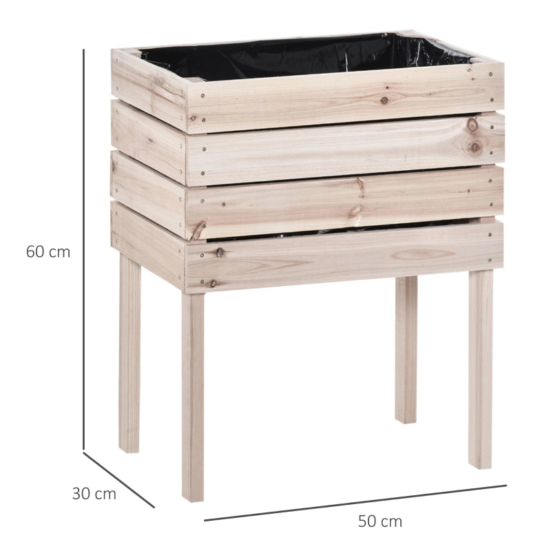 Fioriera rialzata modulare in legno massello naturale, 4 elementi, 50 x 30 x 60 cm