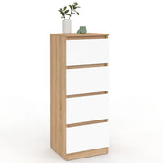 IDMarket - Mobile laterale a 4 cassetti TOMI 30 cm in faggio e chiffoniera bianca per ingresso bagno