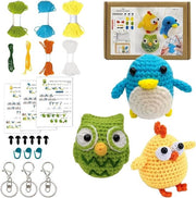 Set di aghi per principianti - creare animali con filo e video - 3 aghi per adulti e bambini - regalo (pinguino, pulcino, uccello)