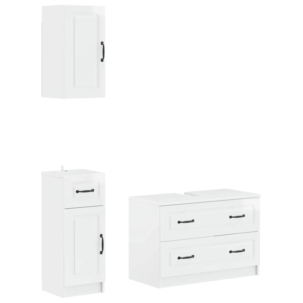 Set di armadietti da bagno in 3 pezzi UTRECHT Bianco Lucido 3417814