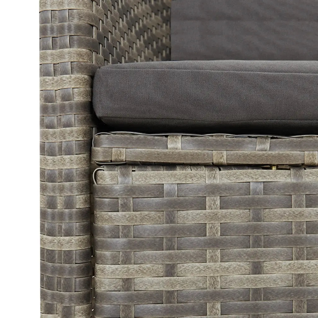 Set da Pranzo da Giardino 11pz con Cuscini in Polyrattan Grigio 3277604
