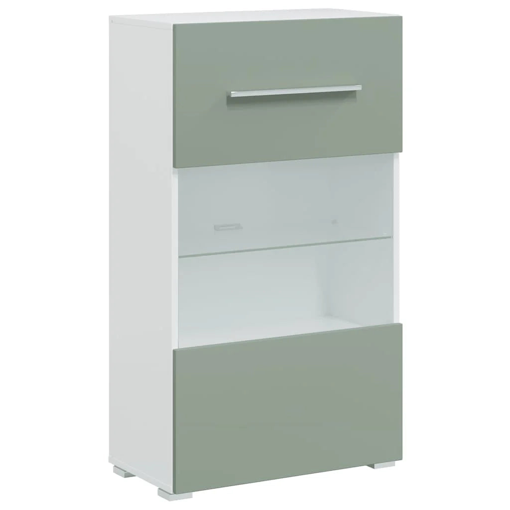 Set di 5 mobili TV moderni con illuminazione a LED e vani portaoggetti 120 x 39,5 x 34 cm realizzati in legno composito verde oliva 02_0055747