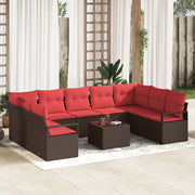 Set di divani con cuscino 10 pcs Marrone polyrattan 3346554