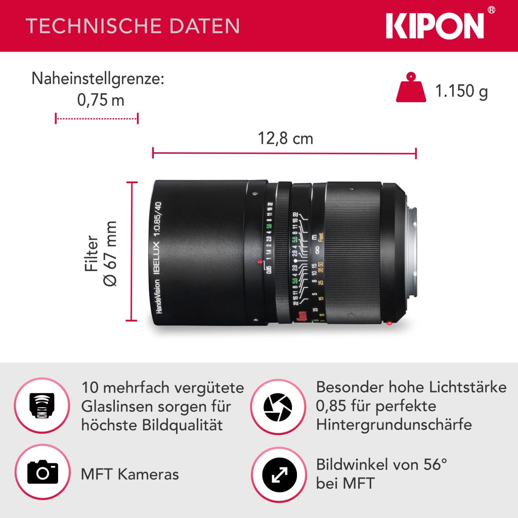 Handevision Ibelux 40mm F0,85 APS-C MFT nero