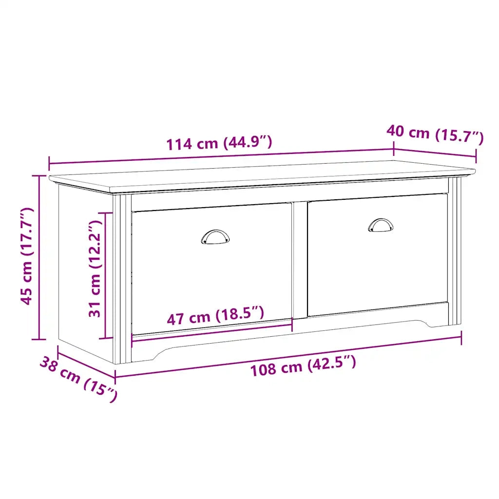 vidaXL Panca da Ingresso BODO Bianca e Marrone 114x40x45 cm