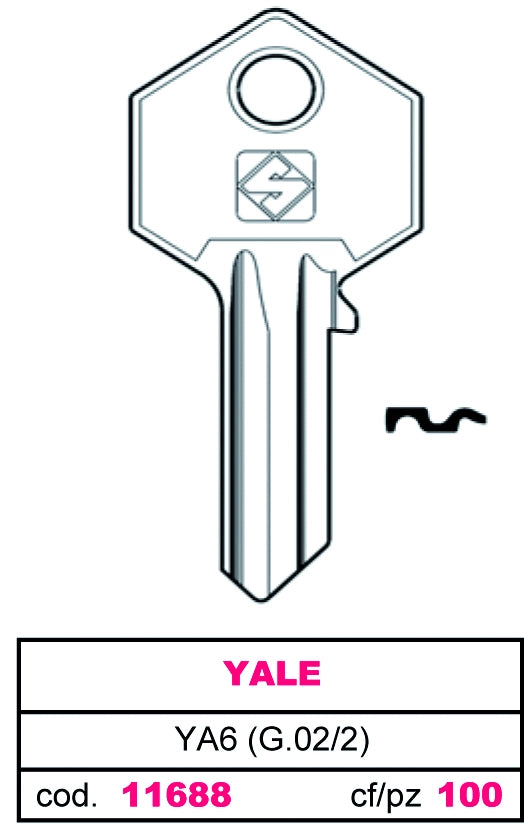 Silca CHIAVE OTTONE YA6 (G.VAC 2) YALE 10.00 pz