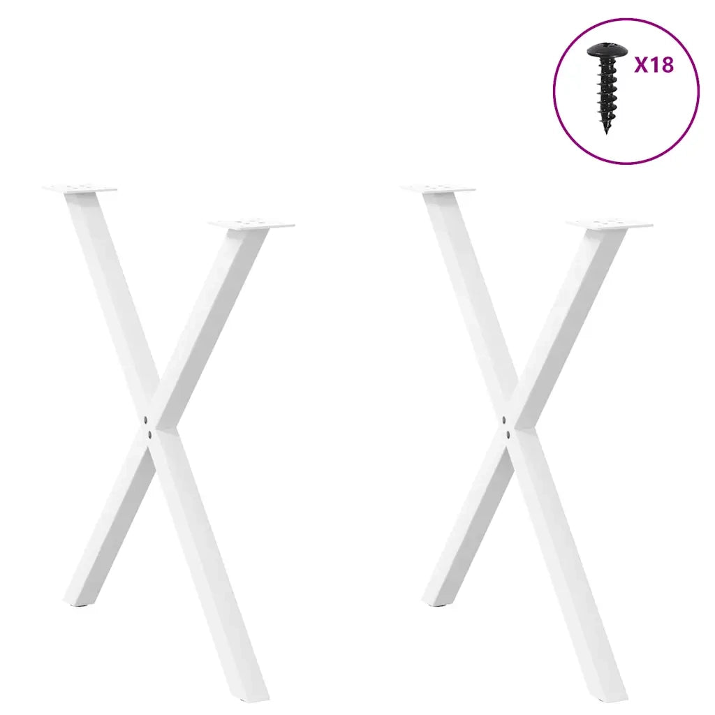 Gambe per tavolo da pranzo a forma di X 2 pz bianche 70x(72-73) cm in acciaio 4012917