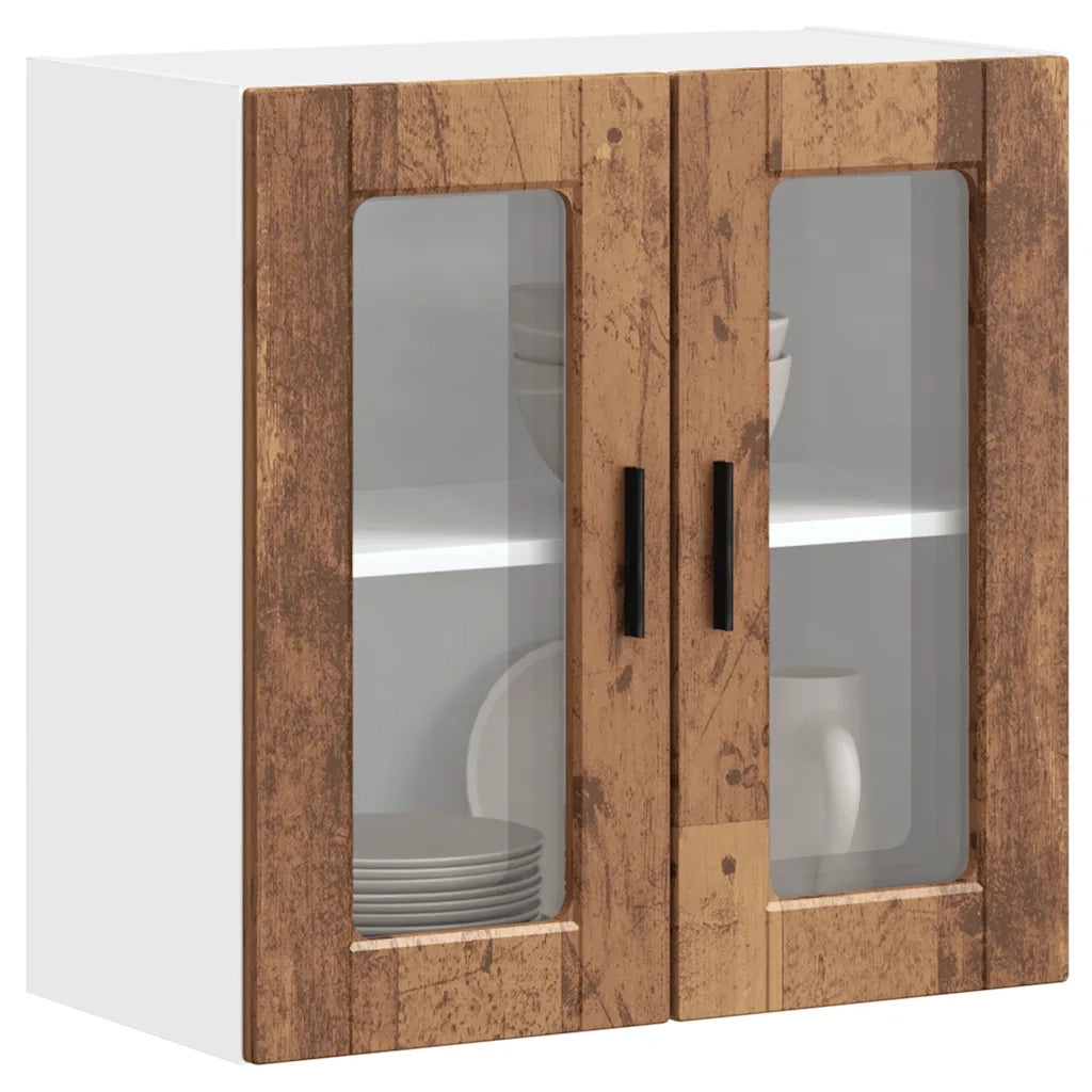 vidaXL Pensile da Cucina con Porta in Vetro Porto Legno Vecchio