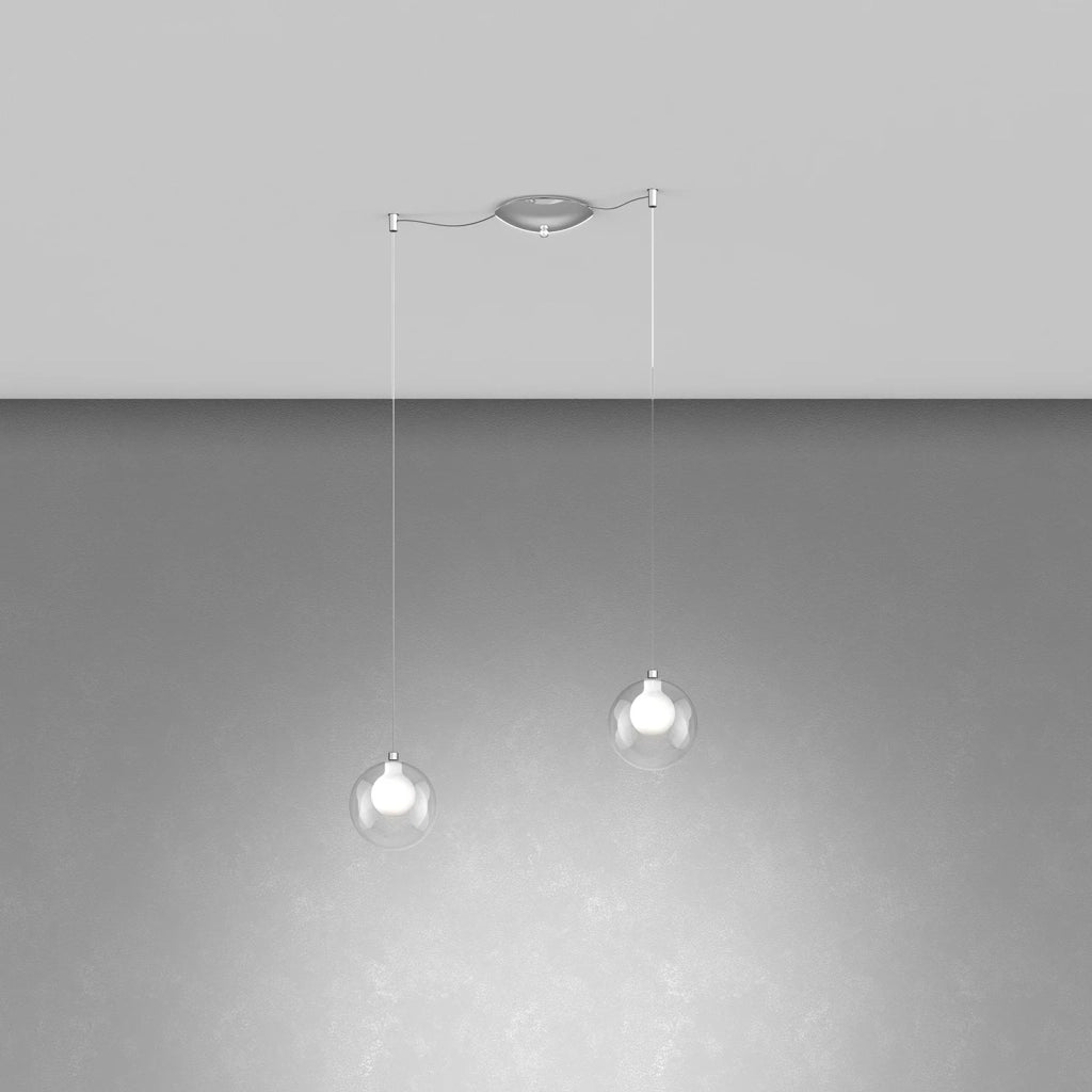 Lampadario Contemporaneo Inside Metallo Cromo Vetro Bianco 2 Luci G9