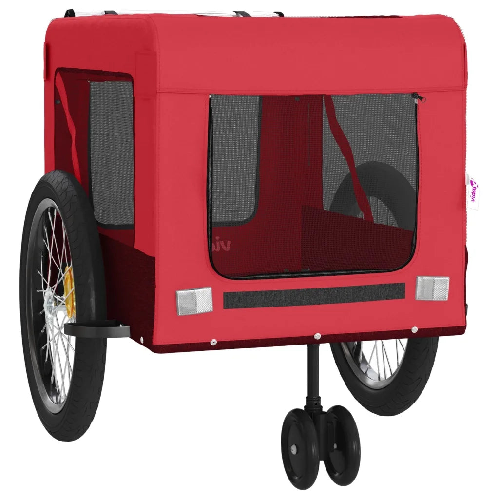Rimorchio da Bici per Animali Rosso e Nero Oxford e Ferro 93943