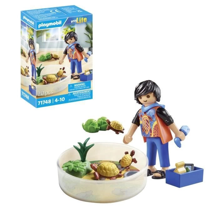 PLAYMOBIL 71748 Bambino con famiglia di tartarughe nel terrario, La mia vita, 20 pezzi, dai 4 anni in su